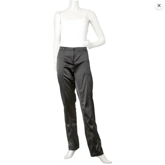 Hugo Boss Satin Straight Leg Dress Pants Black Trousers Party Fancy Classic - Picture 2 of 16